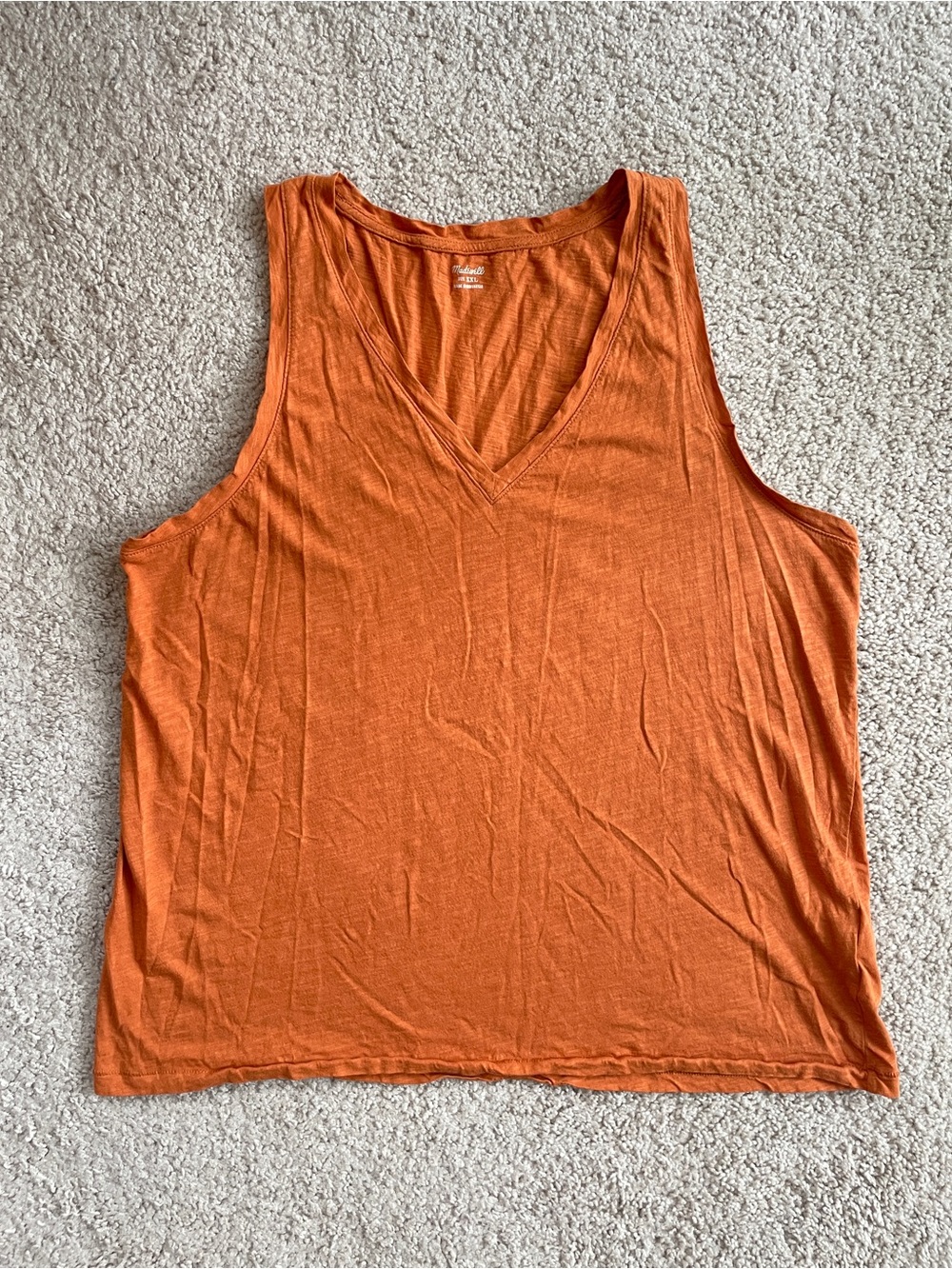Madewell Burnt Orange Cotton V-Neck Burnout Sleeveless Tank Top Size XXL